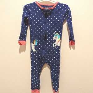 Carter's Size 24 month Blue Unicorn Open footed PJs